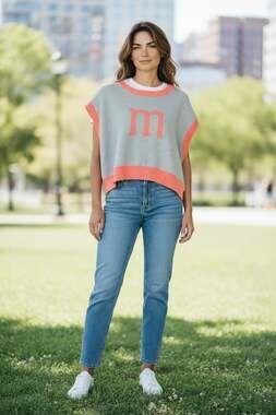 Neoity Cloud Knit Sweater, Pink and White